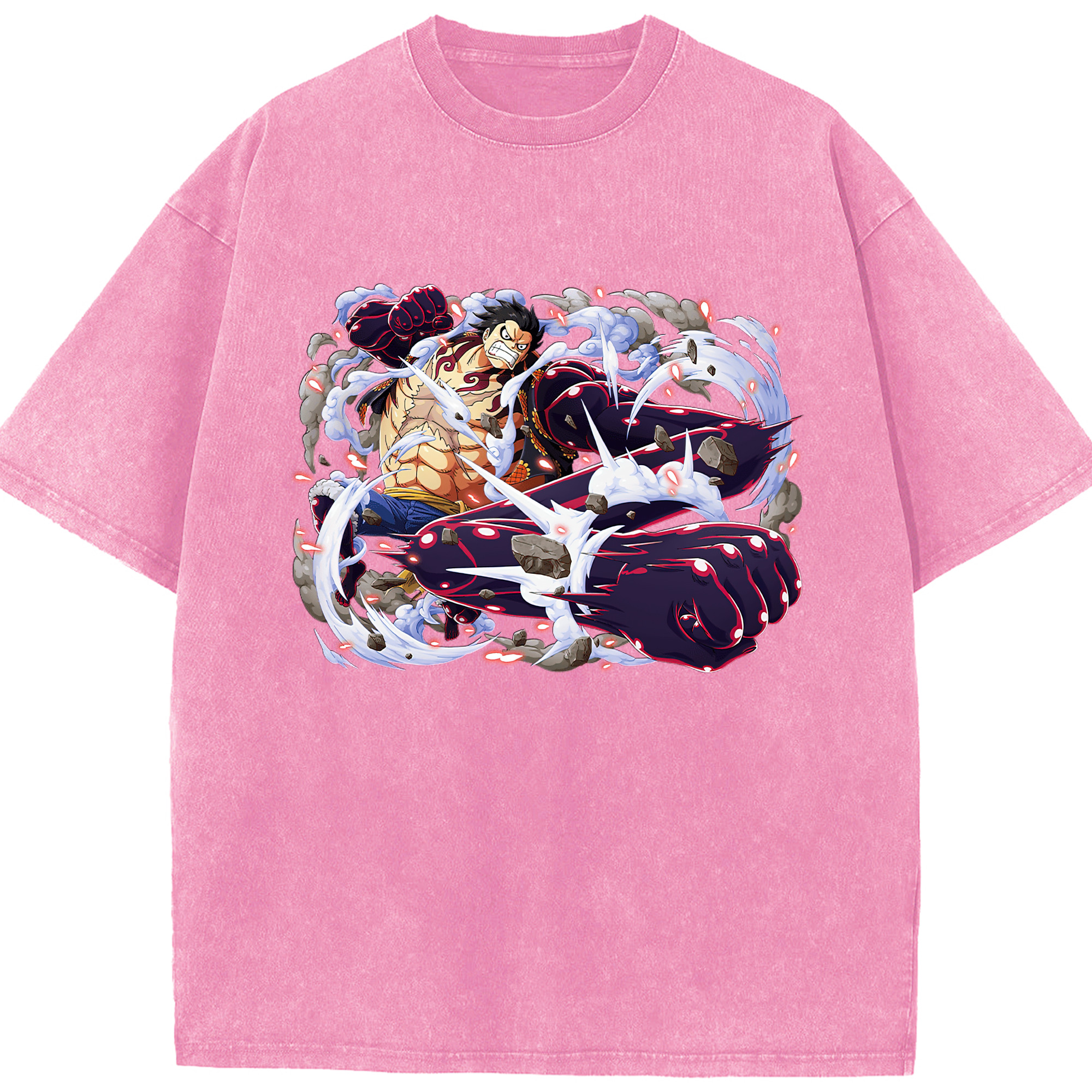 ワンピース モンキー・D・ルフィ ONE PIECE Monkey D. Luffy 綿100% ヴィンテージ風 半袖Tシャツ（フロントプリント）